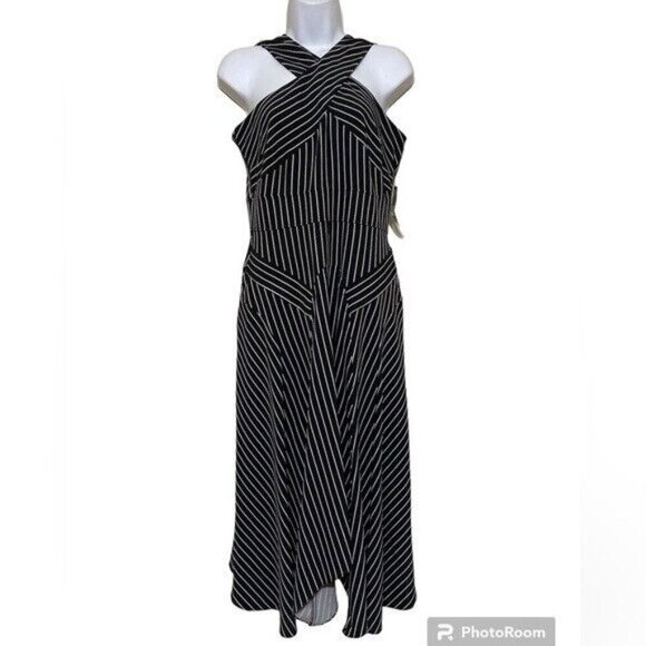 new york company women midi striped dress 4 party casual event classic luxury - Picture 2 of 11